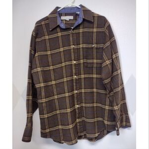 Elkmont vintage flannel windowpane plaid long sleeve shirt